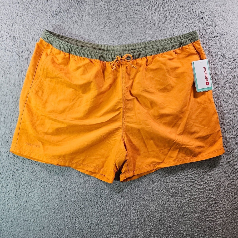 NWT Marmot Swim Shorts Trunks Men XXL Inseam‎ 5" Beige Orange  - No Liner